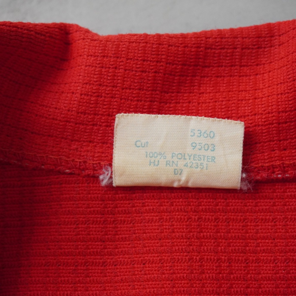 Vintage Sears Roebuck Top 14 Womens Medium 70s Red Knit Dagger Collar USA Made - Picture 4 of 7
